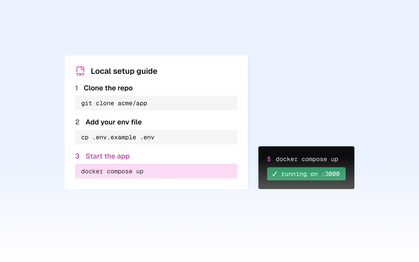 Environment setup guides